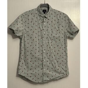 J Crew Flex Washed Short Sleeve Slim Hot Pepper Print Shirt - Size S